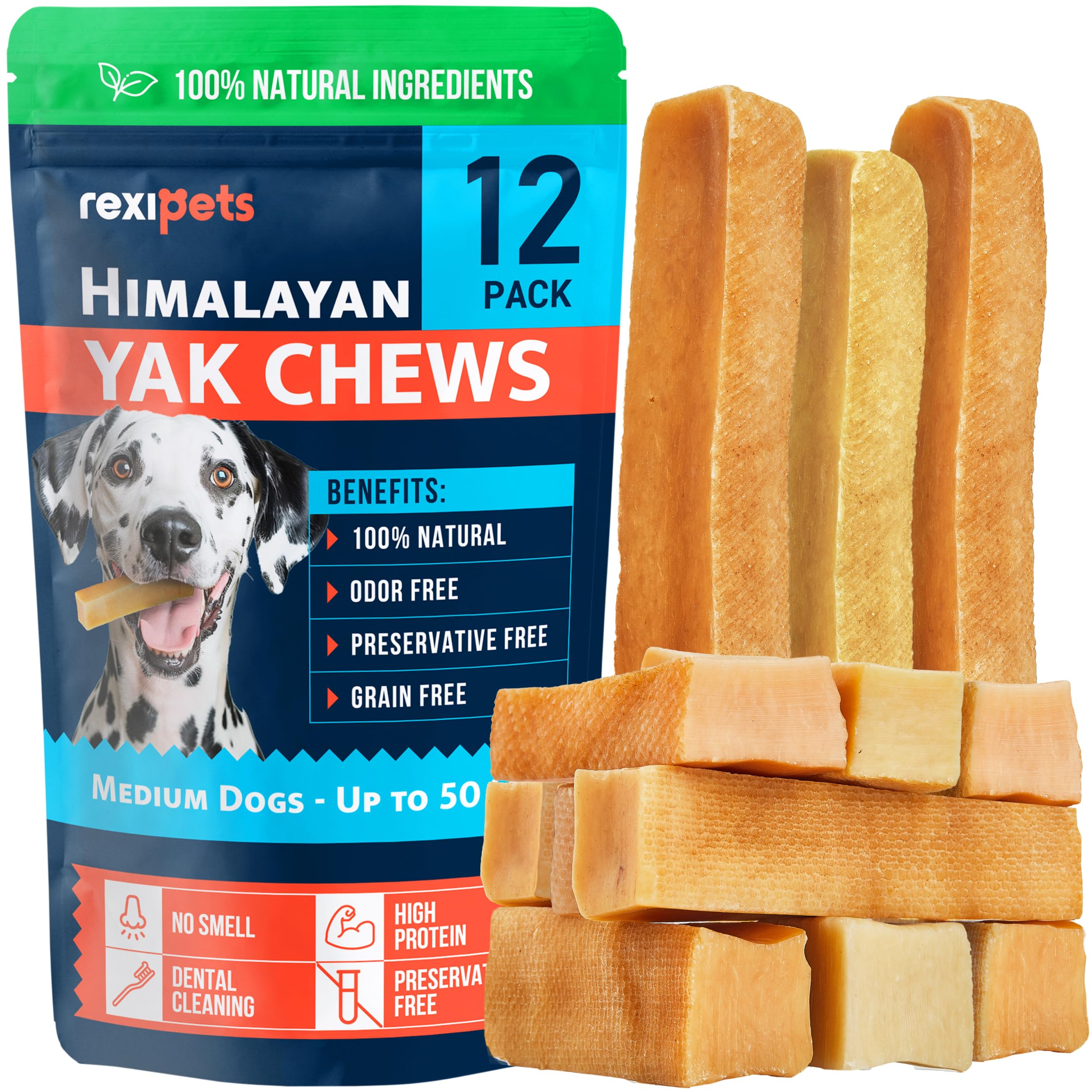REXIPETS Himalayan yak cheese chew for large dogs, durable and dental-friendly