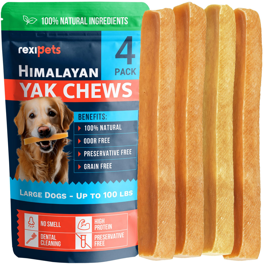 REXIPETS yak chews for large dogs deliver long-lasting entertainment and dental cleaning.