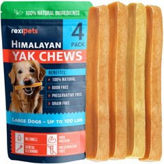 REXIPETS yak chews for large dogs deliver long-lasting entertainment and dental cleaning.