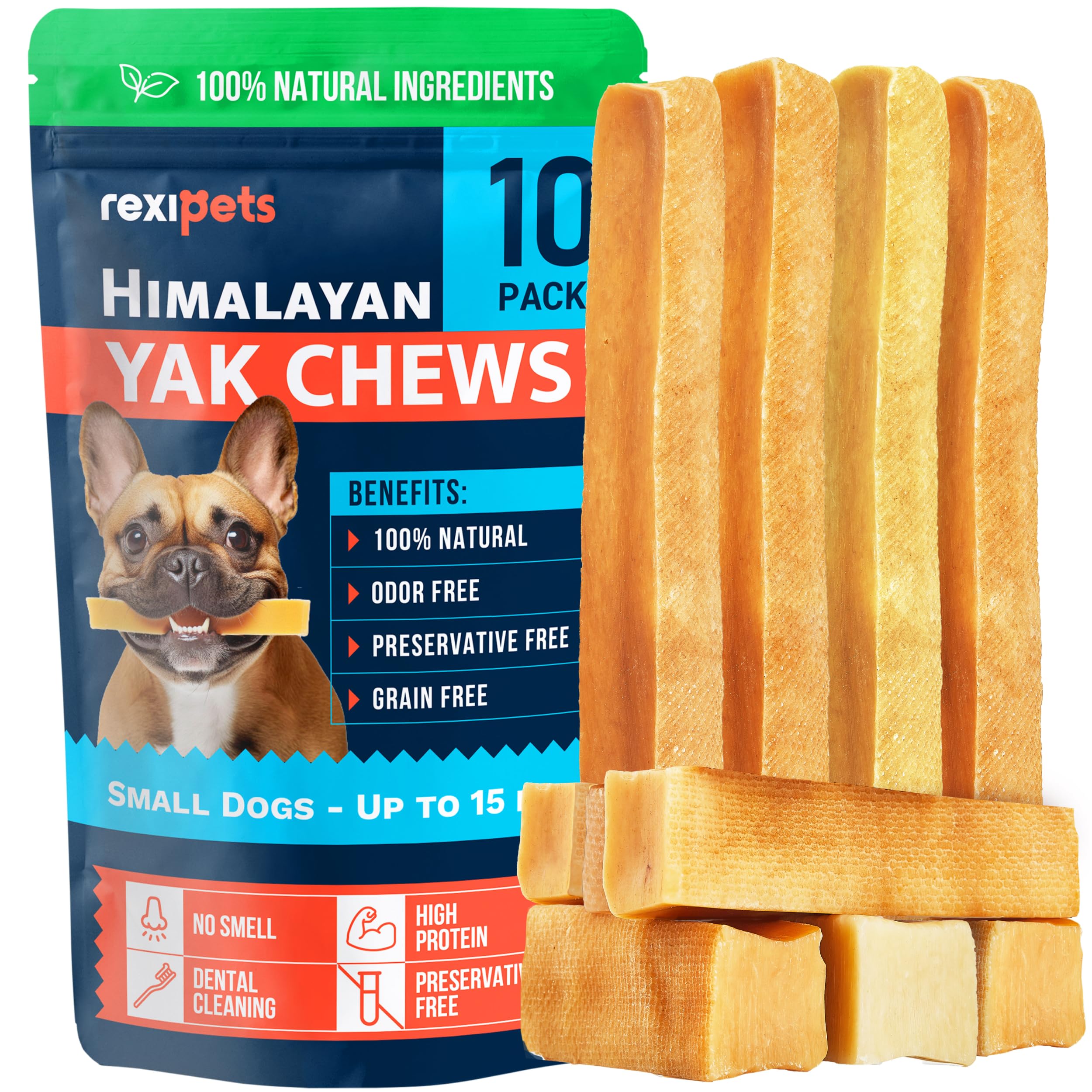 REXIPETS yak chews for large dogs promote dental health while delivering long-lasting enjoyment.