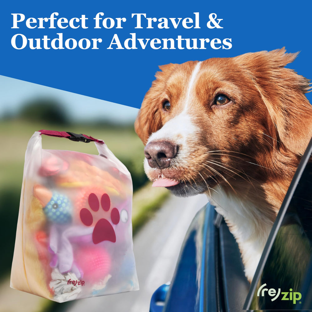 (re)zip Roll Top Pet Food Bag is ready for camping, boarding, and weekend trips.