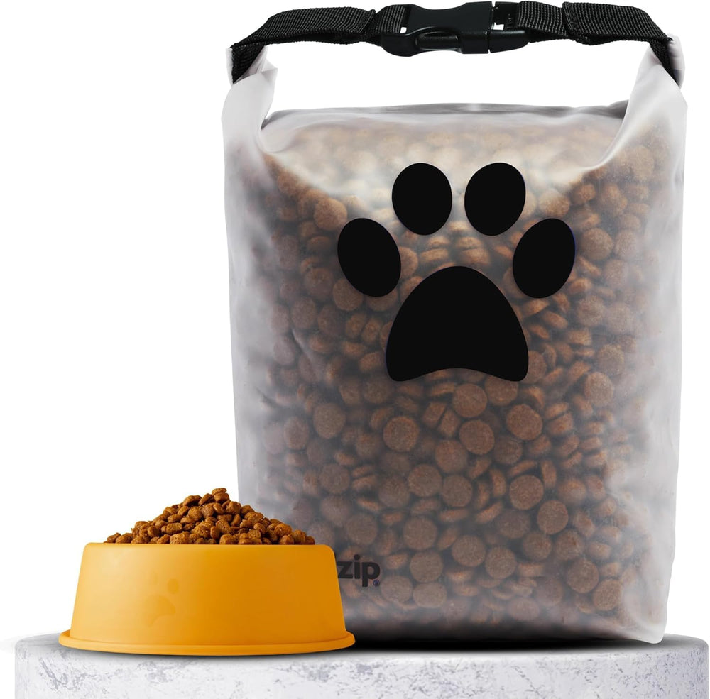 (re)zip Roll Top Pet Food Bag with secure closure for airtight kibble storage on trips.
