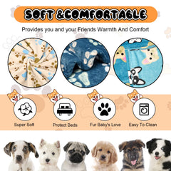Rezutan dog blanket beige paw print provides warm crate lounging.