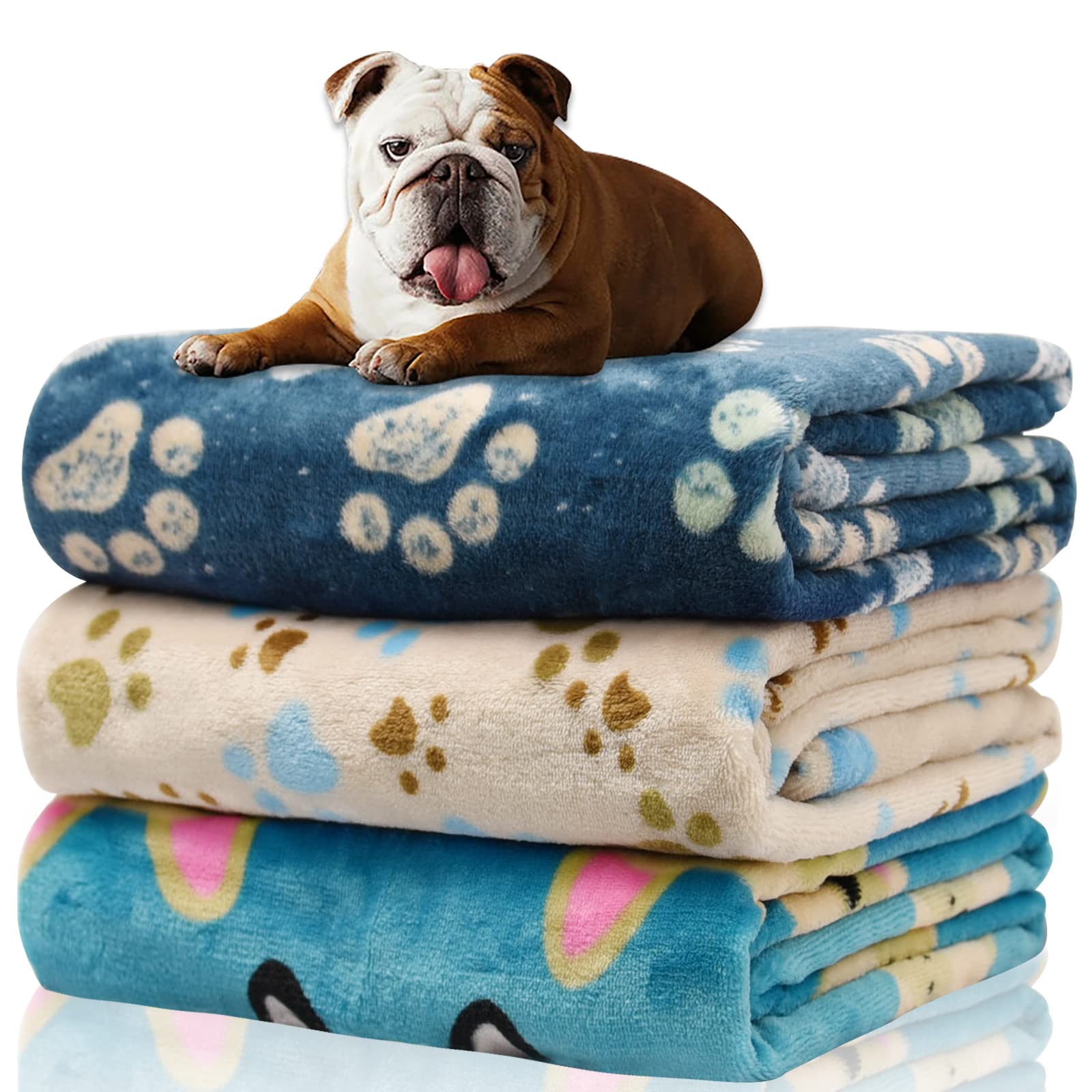 Rezutan dog blanket blue paw print offers ultra-soft comfort for cozy naps.