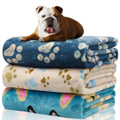 Rezutan dog blanket blue paw print offers ultra-soft comfort for cozy naps.
