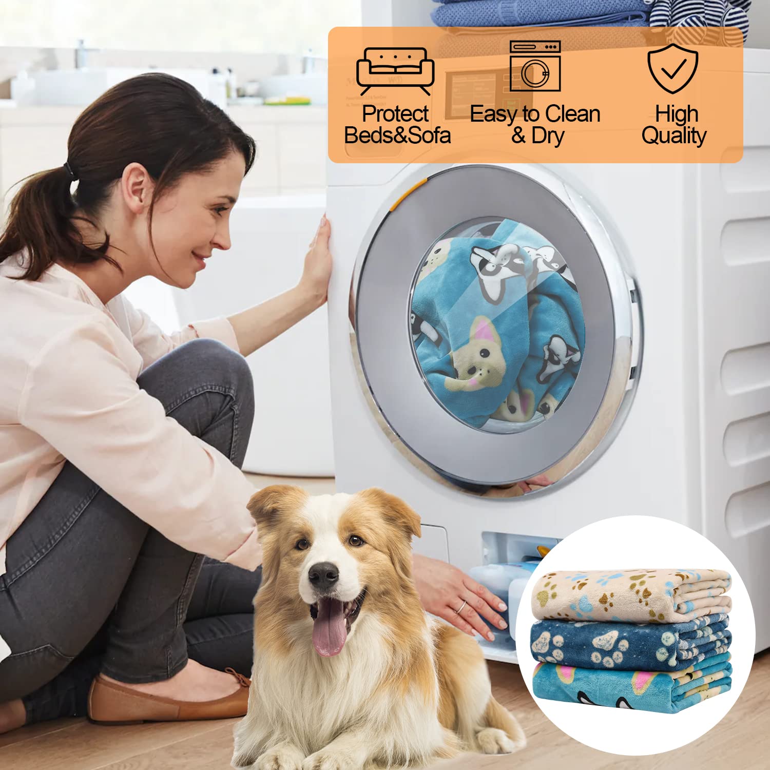 Rezutan dog blanket strong seams resist wear after washing.