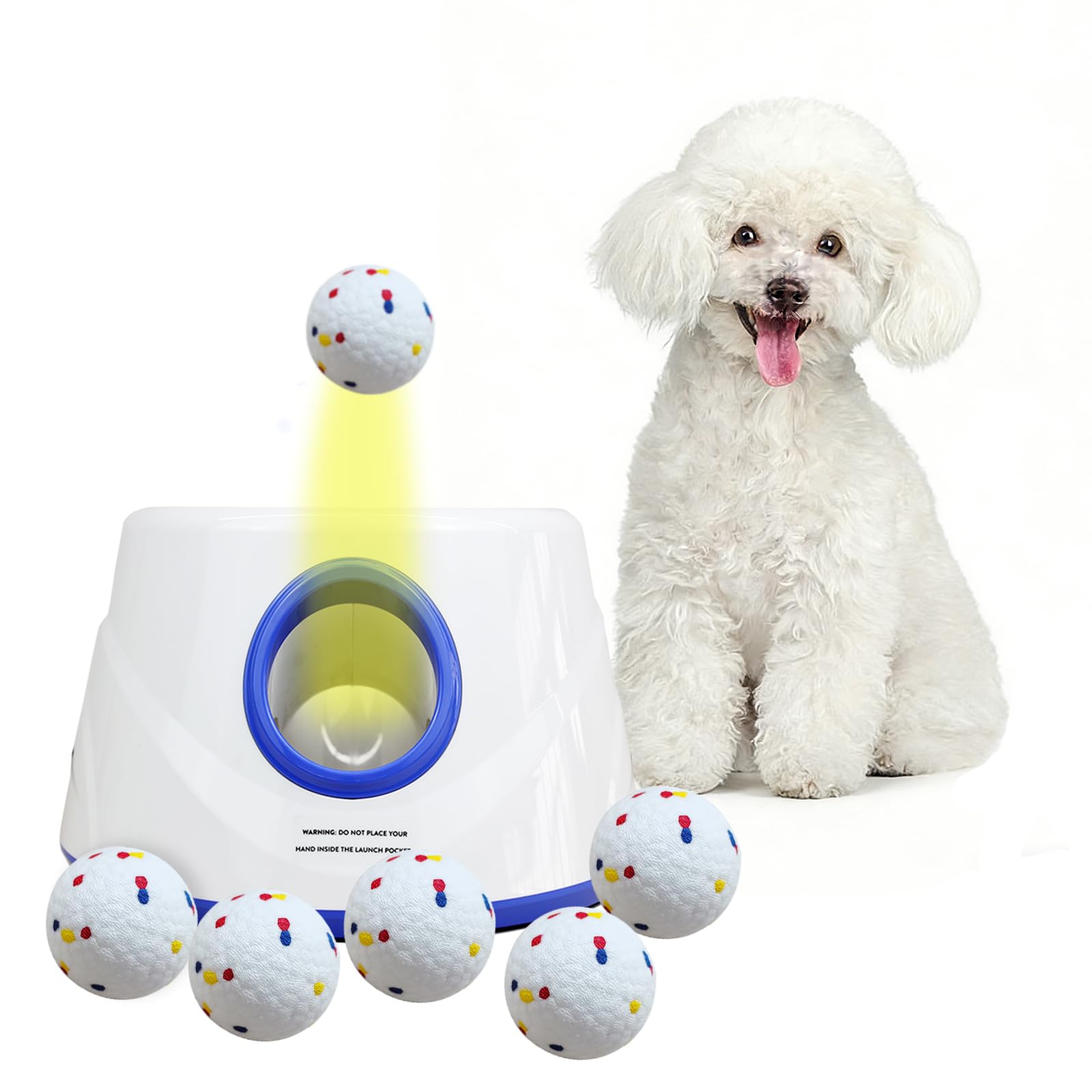 RFPP automatic dog ball launcher front view for easy indoor play.