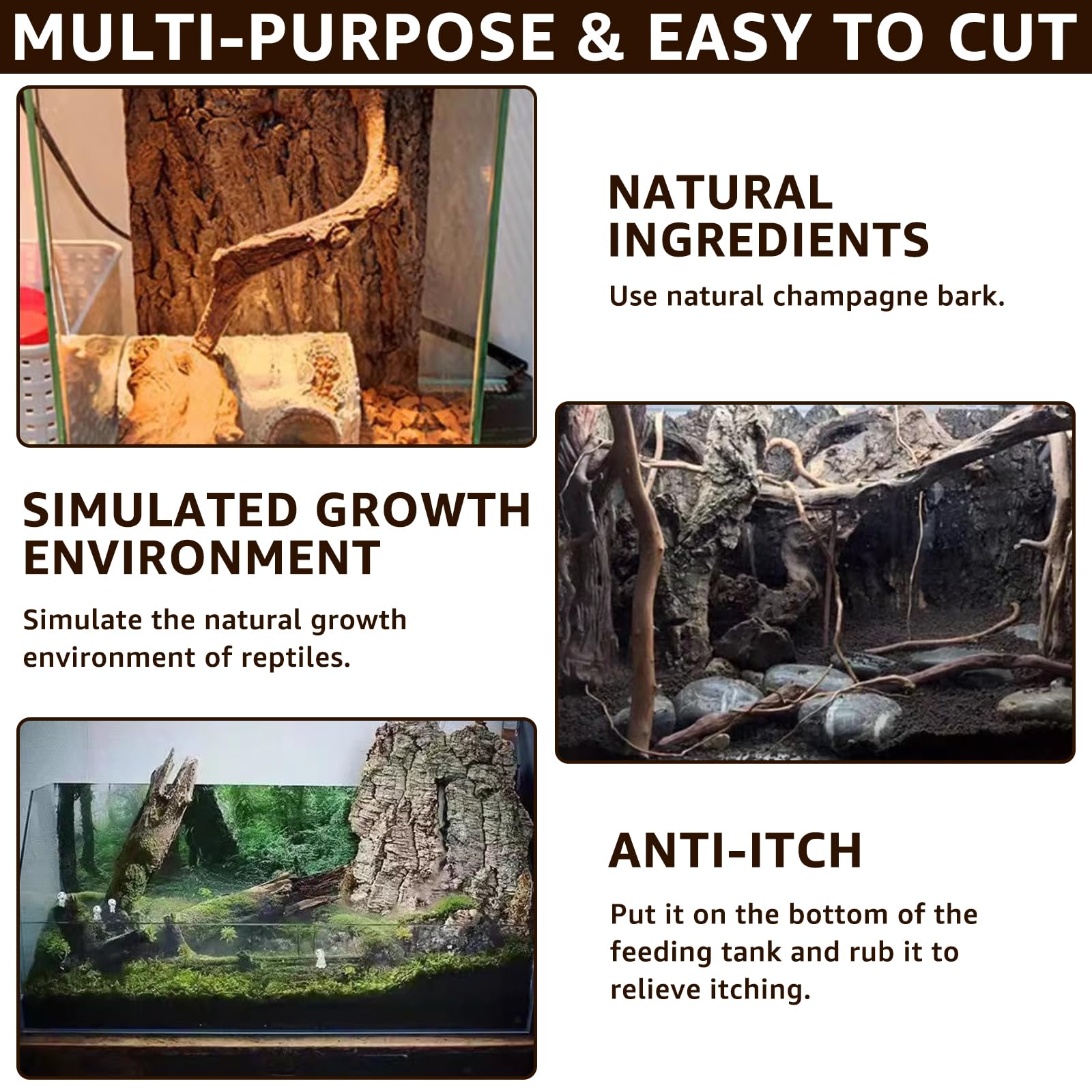 RHBLME cork bark easy cut backdrop for custom tank sizes and layouts