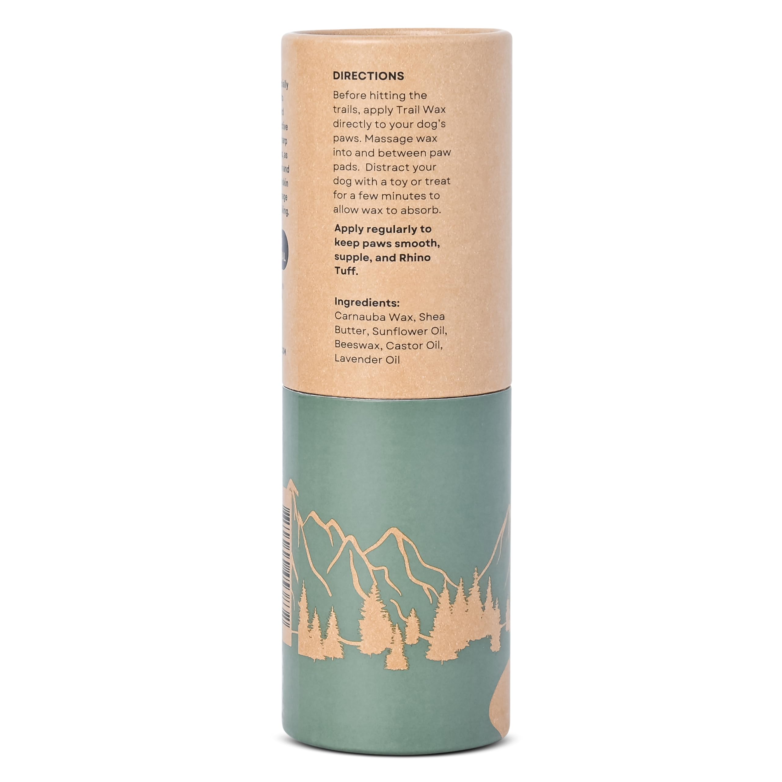 Rhino Wax lick-safe label conveying dog-friendly formula.