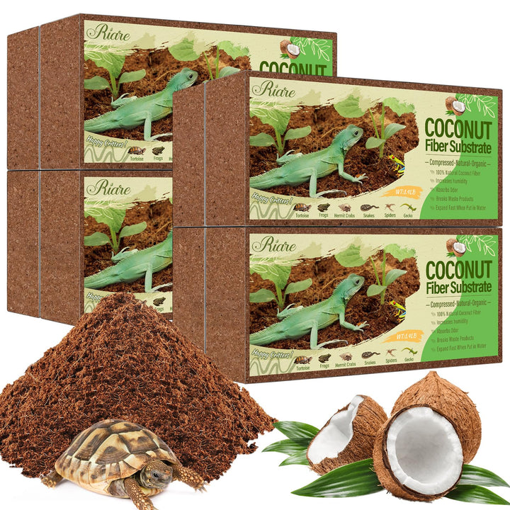 Riare coconut fiber bricks expand into soft bedding for burrowing reptiles.