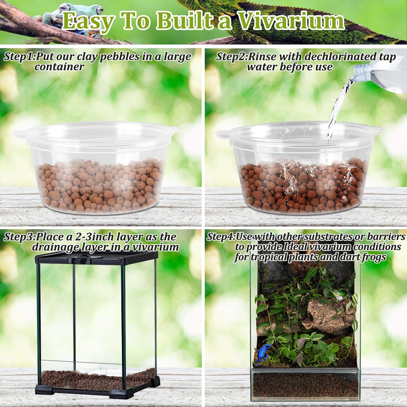 Riare clay pebbles drainage layer featured for improved filtration and tank cleanliness.