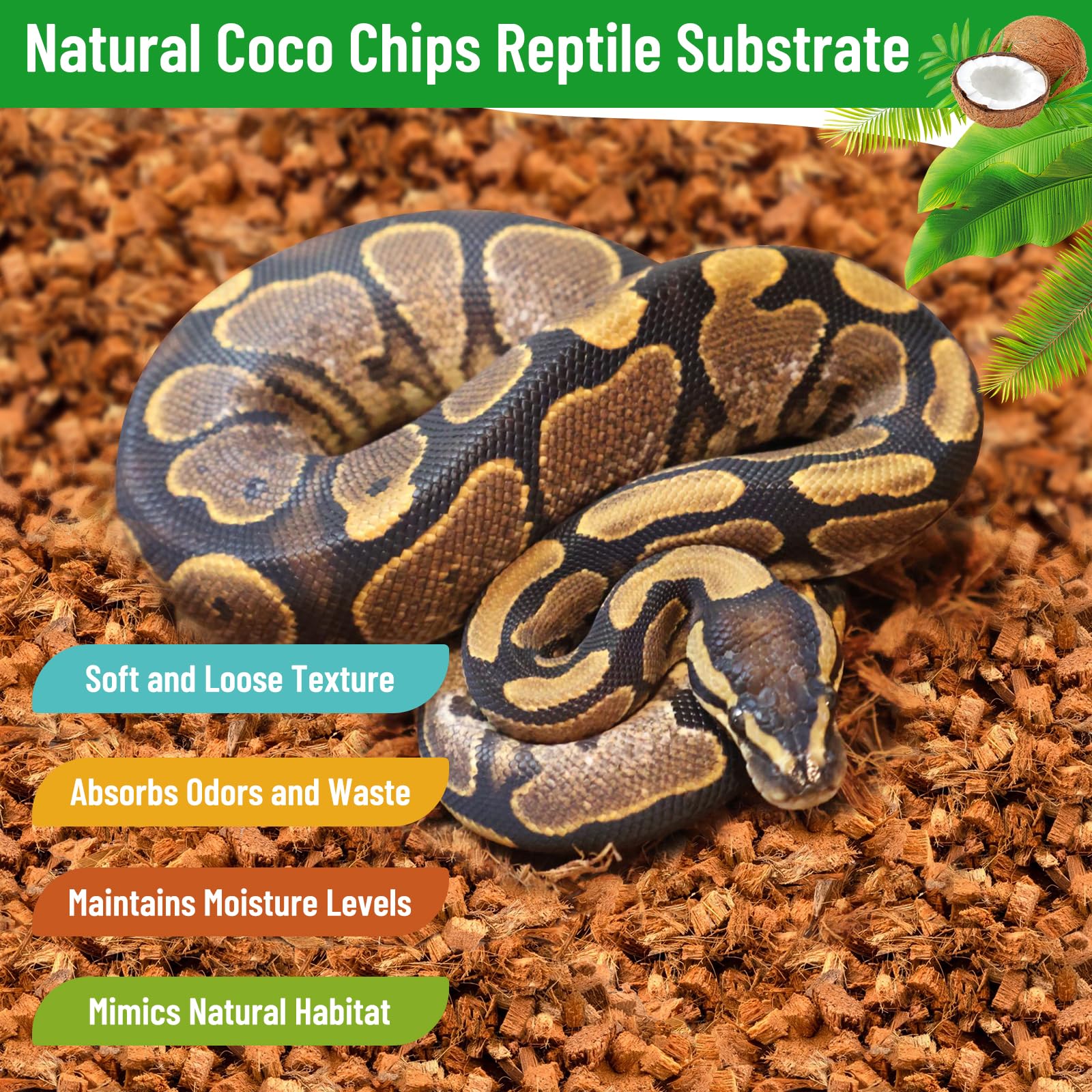 Riare dust free coconut substrate protects reptile skin