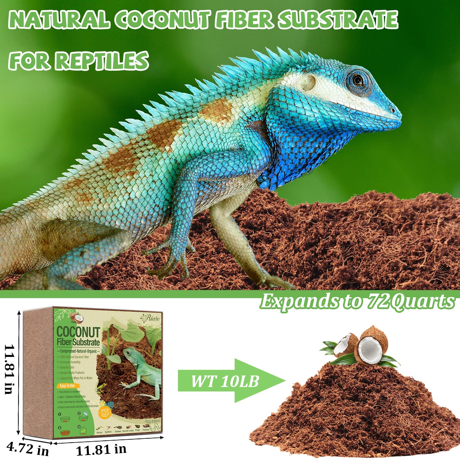 Riare coconut coir substrate expands in water to a soft, breathable bed