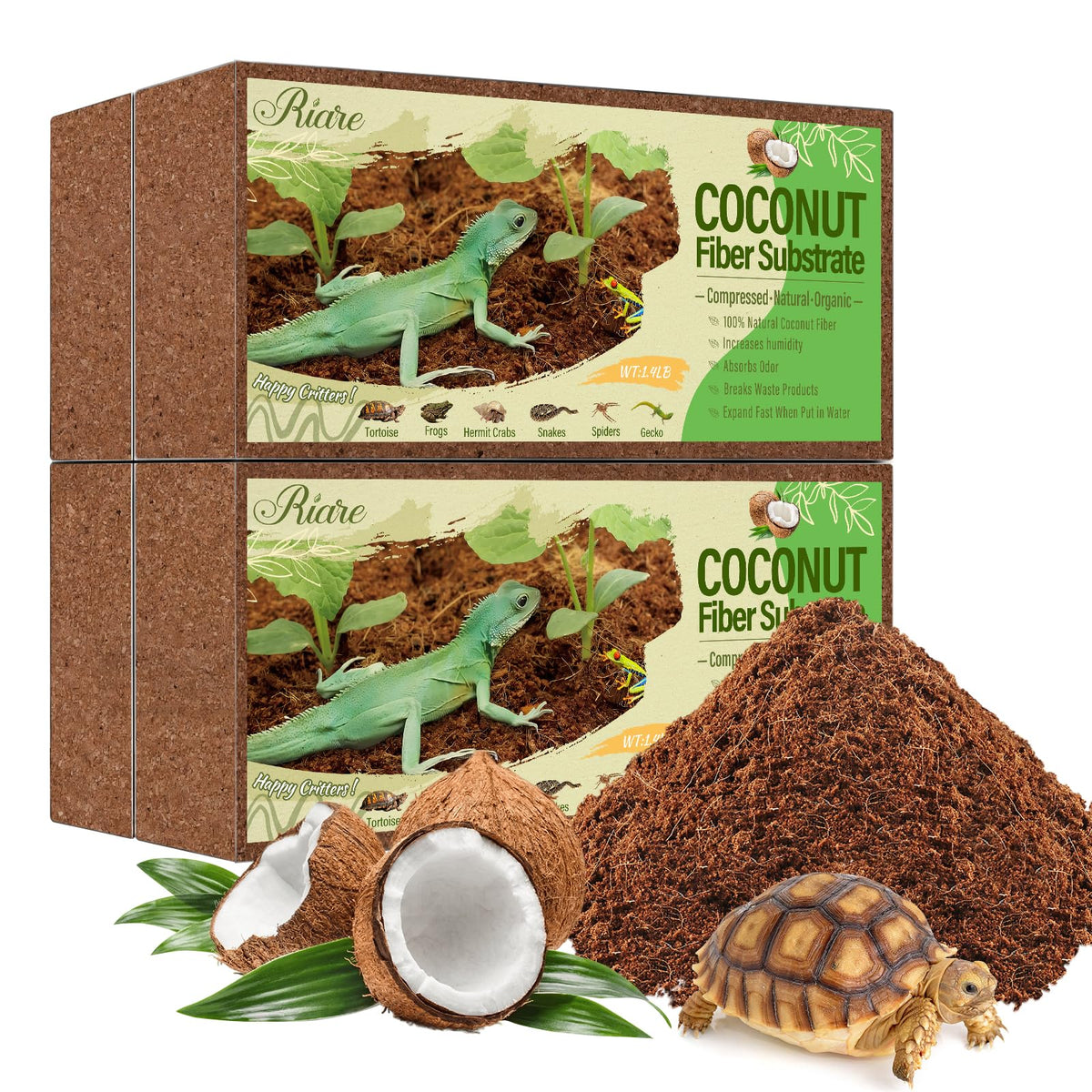 Riare coconut fiber brick ready to soak for quick terrarium setup.