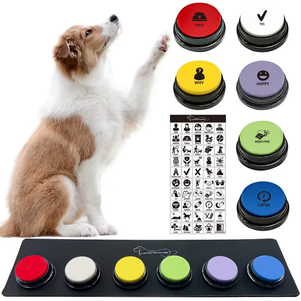 RIBOSY recordable buttons set of 6 for pets and family play