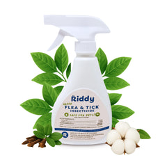 Riddy Flea & Tick Natural Spray bottle ready for quick home treatment.