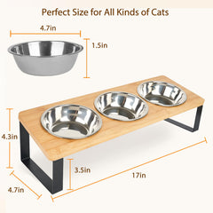 RIHAIVHX three stainless steel bowls for dry food, wet food and water