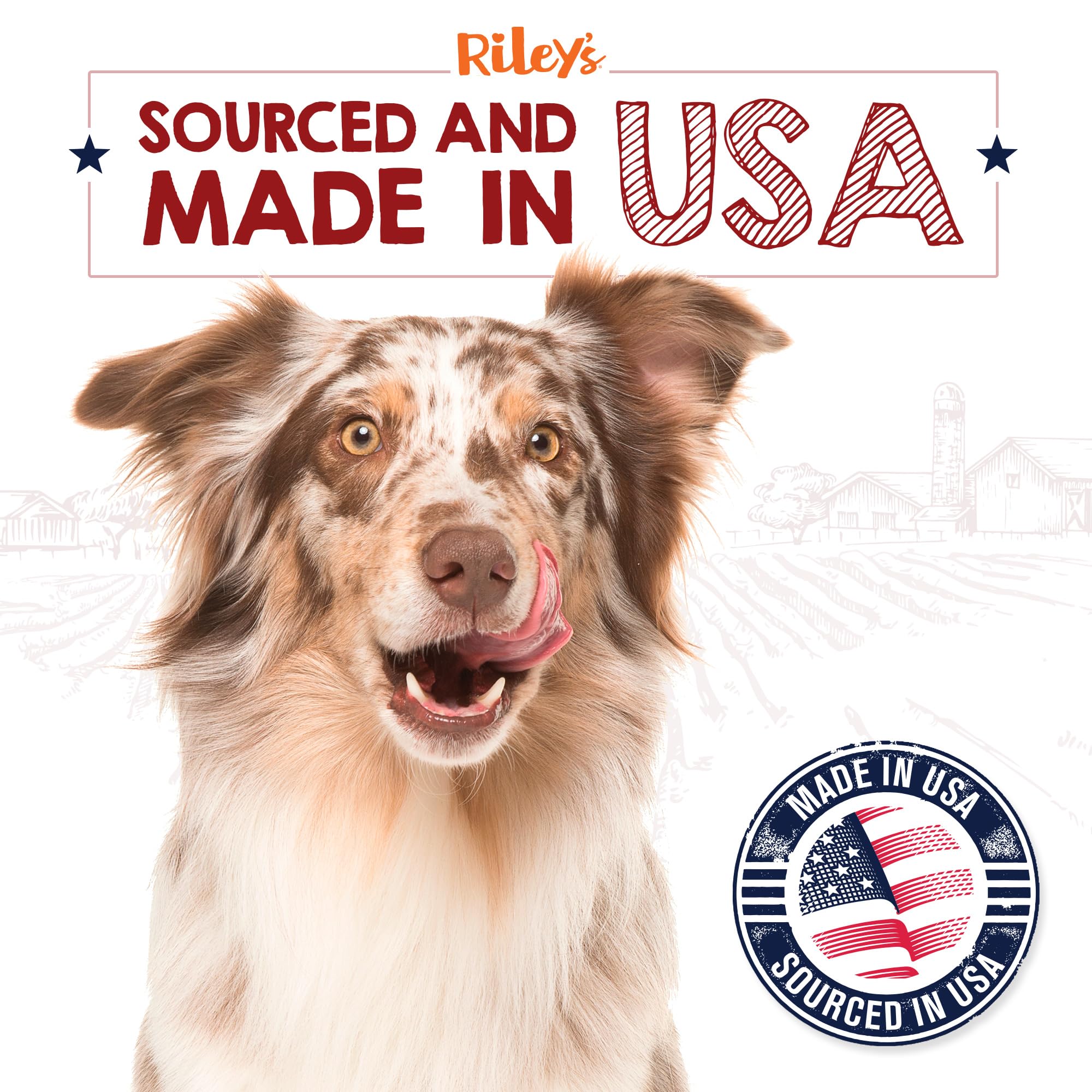 Riley's 6oz lamb lung dog treats packaged for freshness