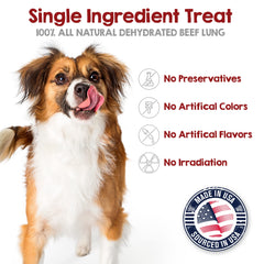 Riley's Dehydrated Beef Lung Treats texture closeup highlighting airy crunch and freshness.