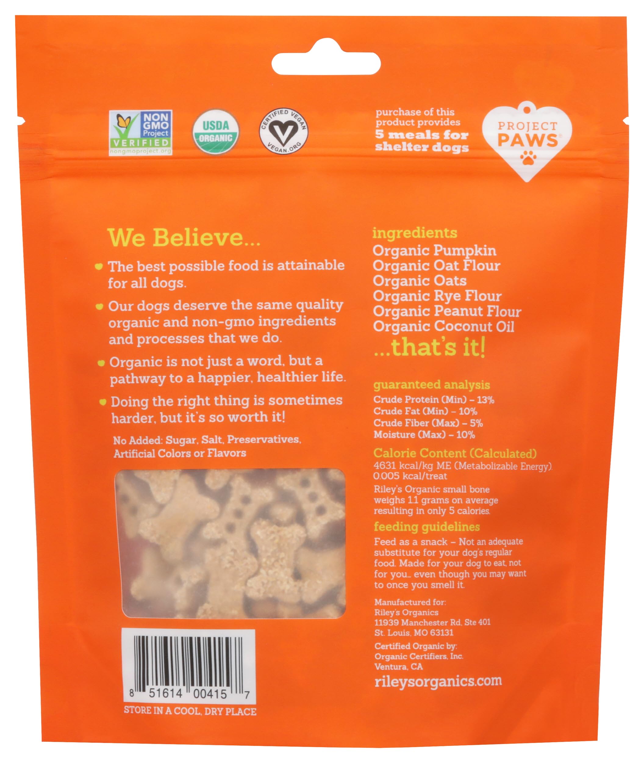 Riley's Organics pumpkin coconut small bone treats close-up with wholesome ingredients