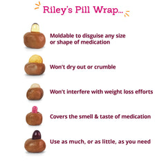 Riley's Pill Wrap moldable texture allows custom pill wrapping.