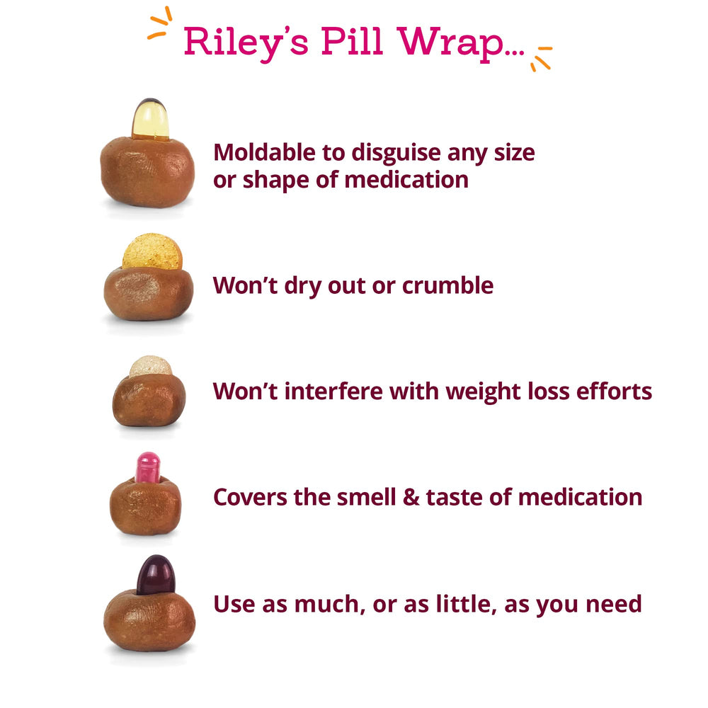 Riley's Pill Wrap helps dogs accept medication with less fuss.