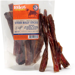 Riley's steer bully stick for small dogs, 5-6 inch pack for gentle chewers