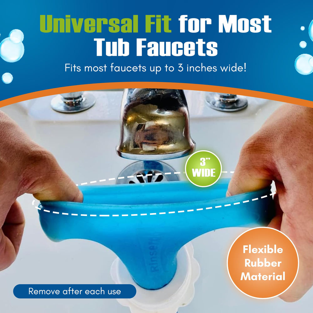 Rinseroo 5ft hose extended for easier reach during pet baths