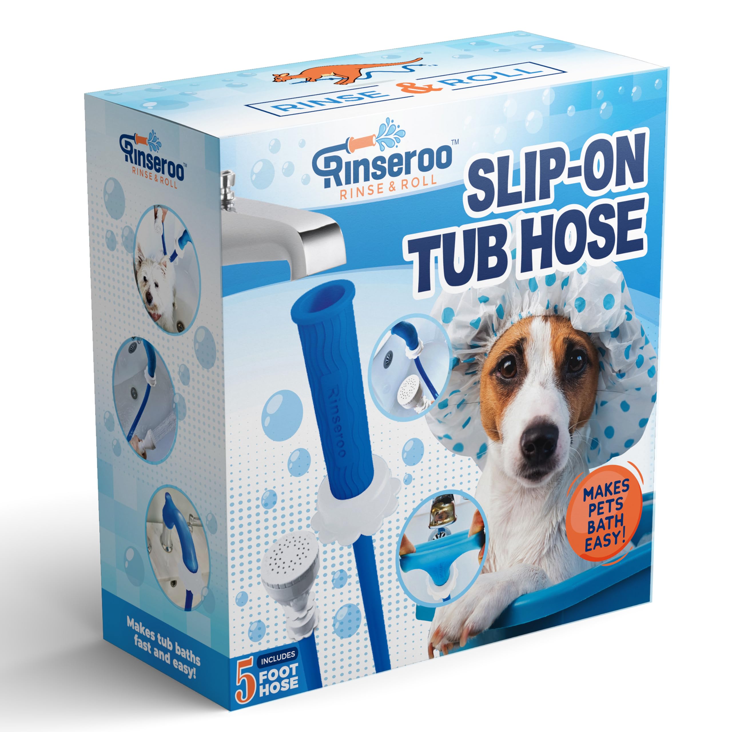 No-install Rinseroo setup on tub spout, quick and tool-free