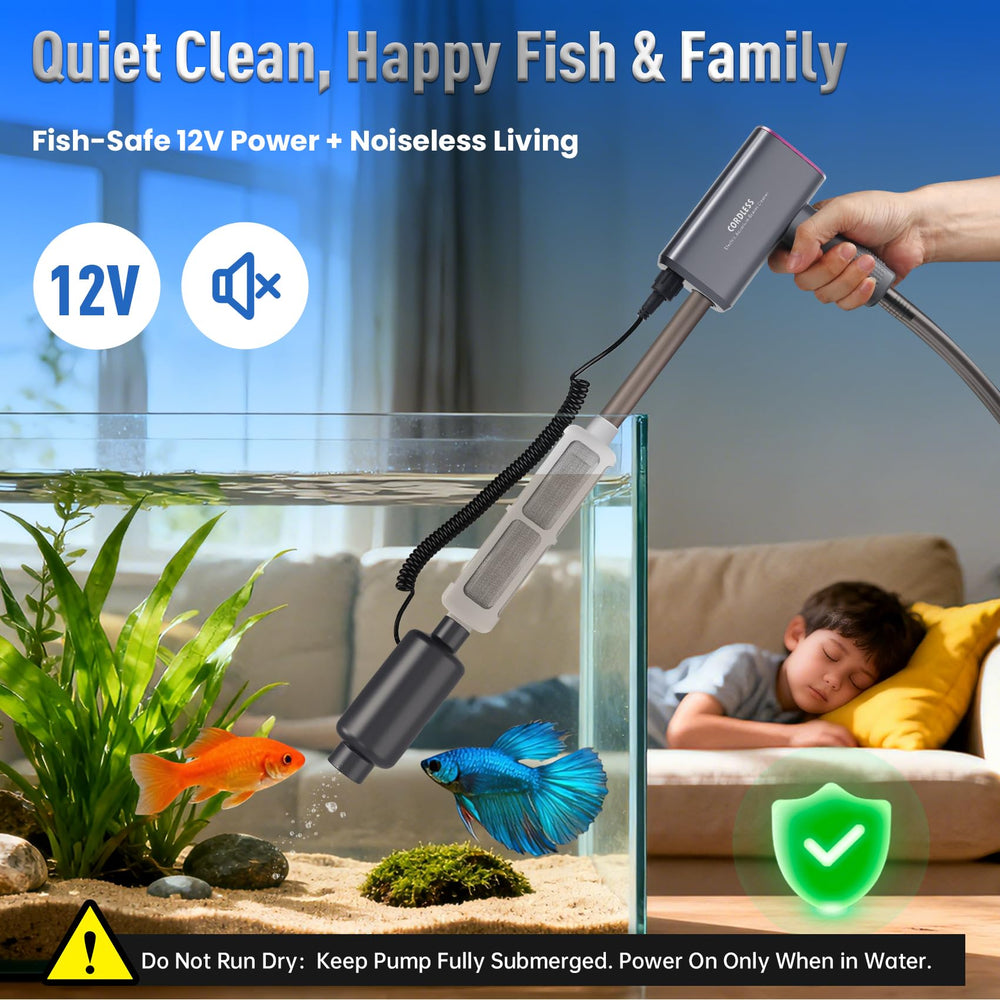 RIRMJOR 36W anti-clog nozzle reduces blockages during gravel cleaning.