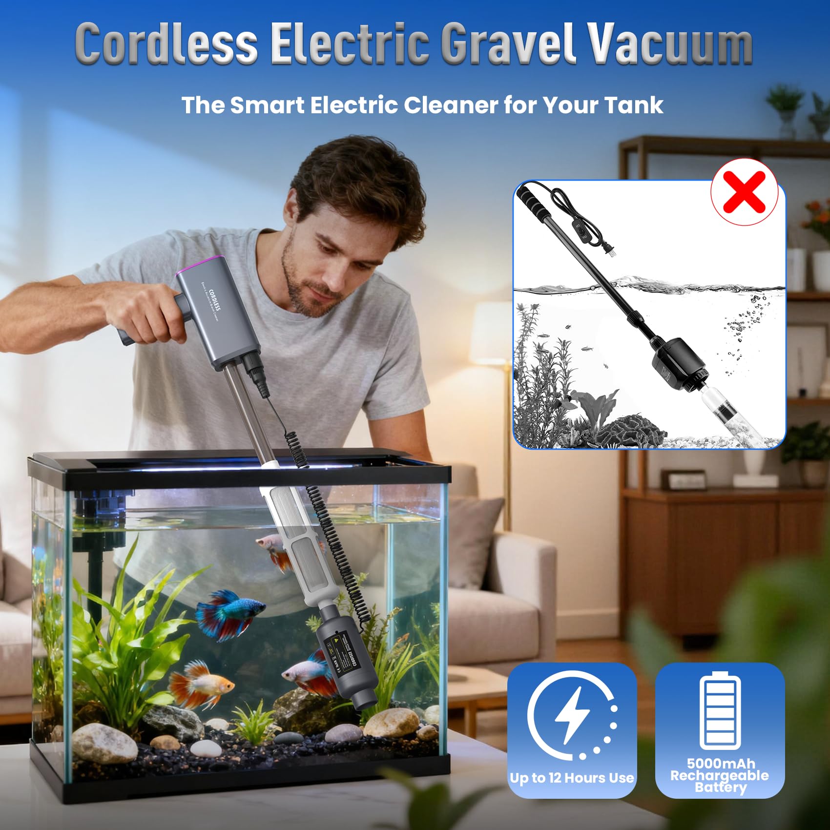 RIRMJOR 36W rechargeable battery enables cordless cleaning with long runtime.
