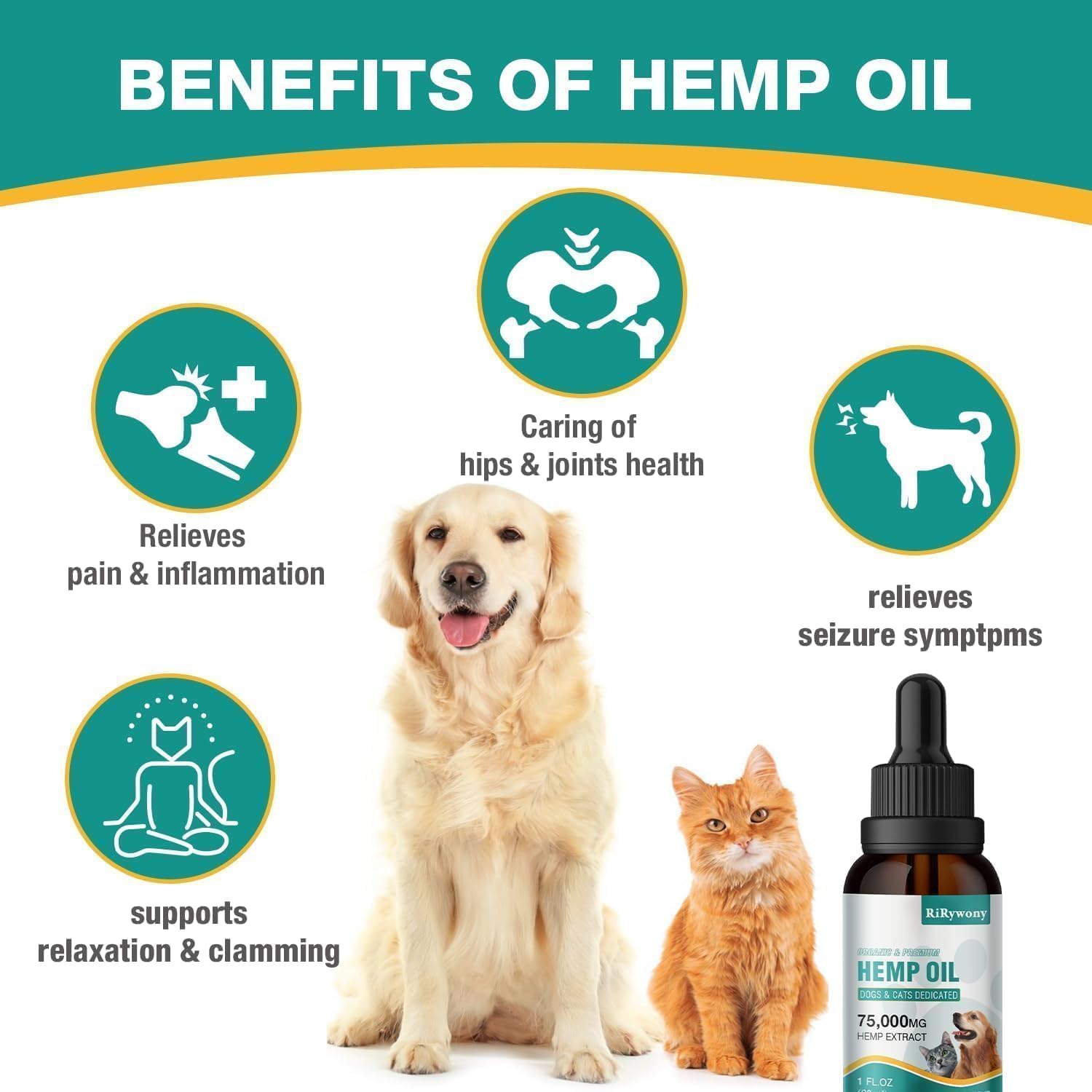 RiRywony Health pet drops label closeup for easy dosing.