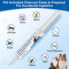 Riteeu Pet Emergency Charcoal Paste syringe-dispensing with clear dosage markings.