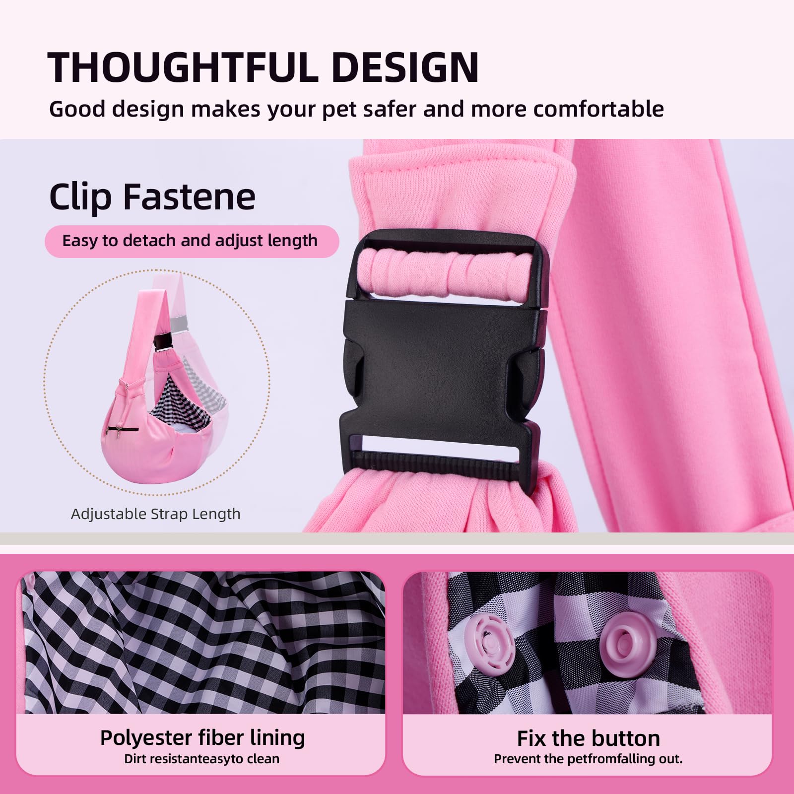 Riuja large-opening sling enables easy pet access and viewing during errands