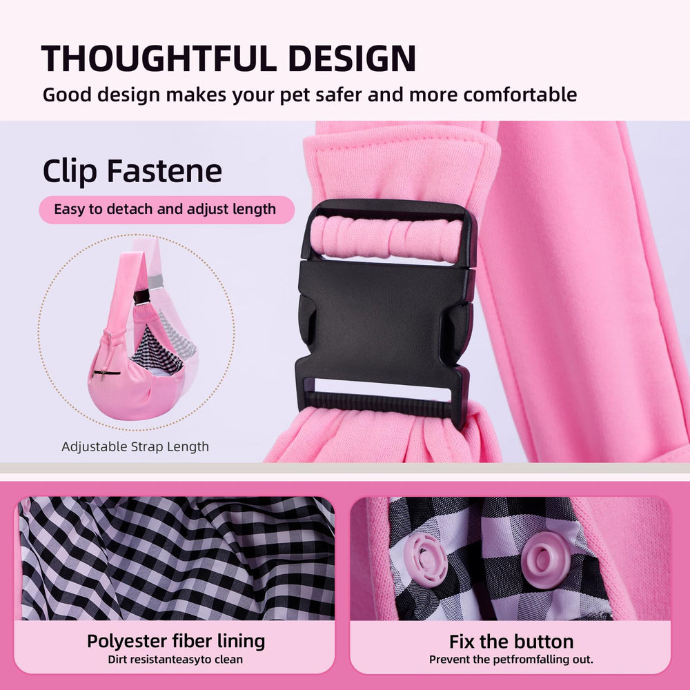 Riuja large-opening sling enables easy pet access and viewing during errands
