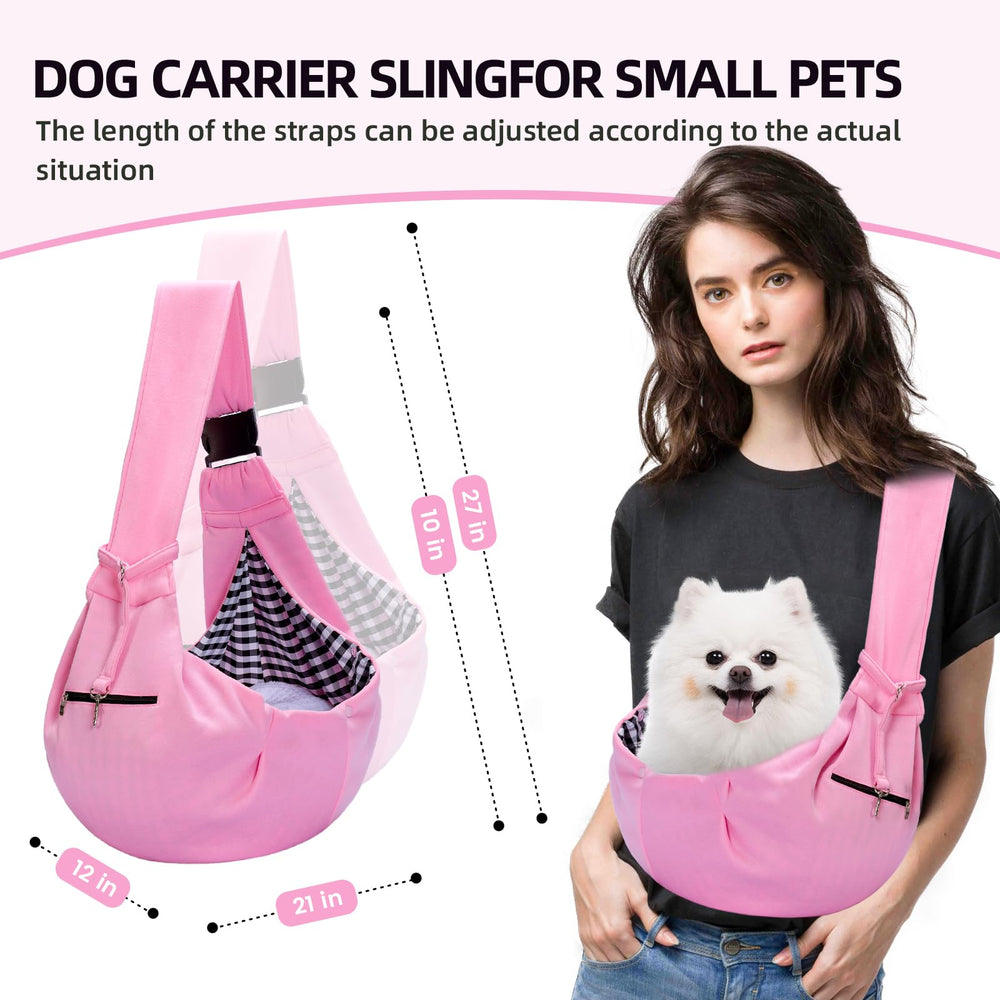 Riuja dog carrier sling safety hook connects to collar for secure outings