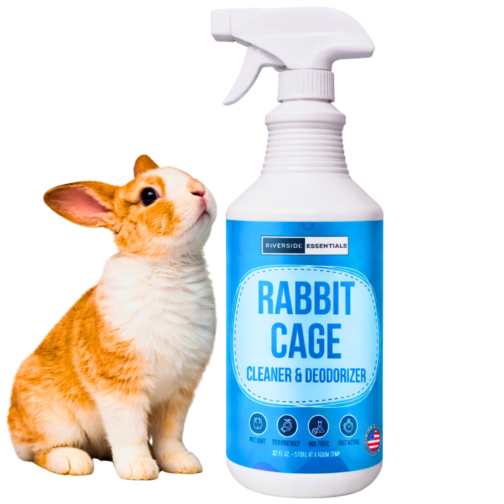 Riverside Essentials 32oz rabbit cage cleaner bottle pour enables easy spray and fast cleaning