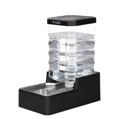 RIZZARI 9L stainless steel water feeder front view demonstrates large capacity for pets.