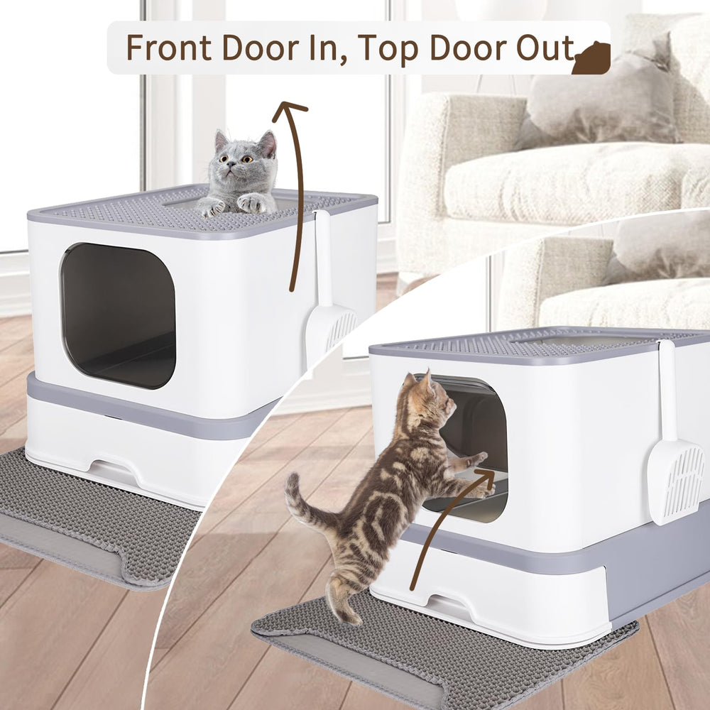 RIZZARI cat box drawer design allows easy tray removal for quick cleaning.