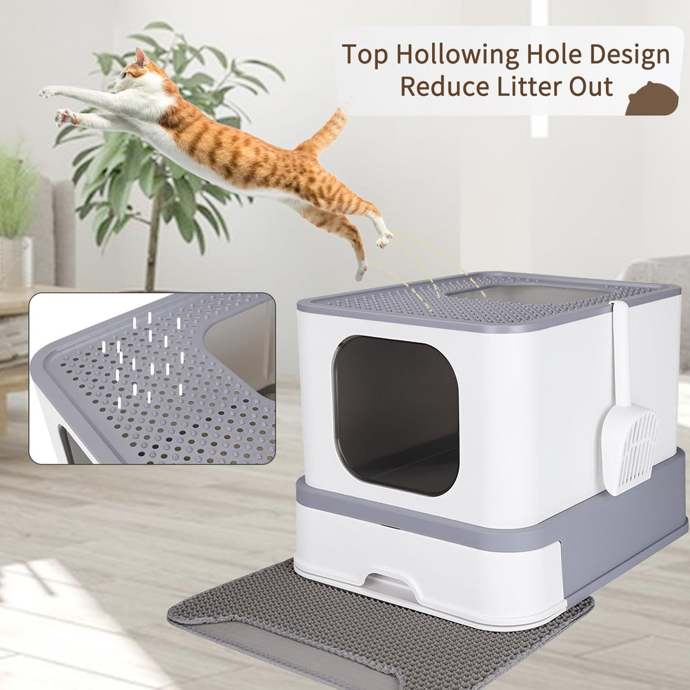 RIZZARI cat box leak-proof seal and top-hole design reduce leaks and scatter.