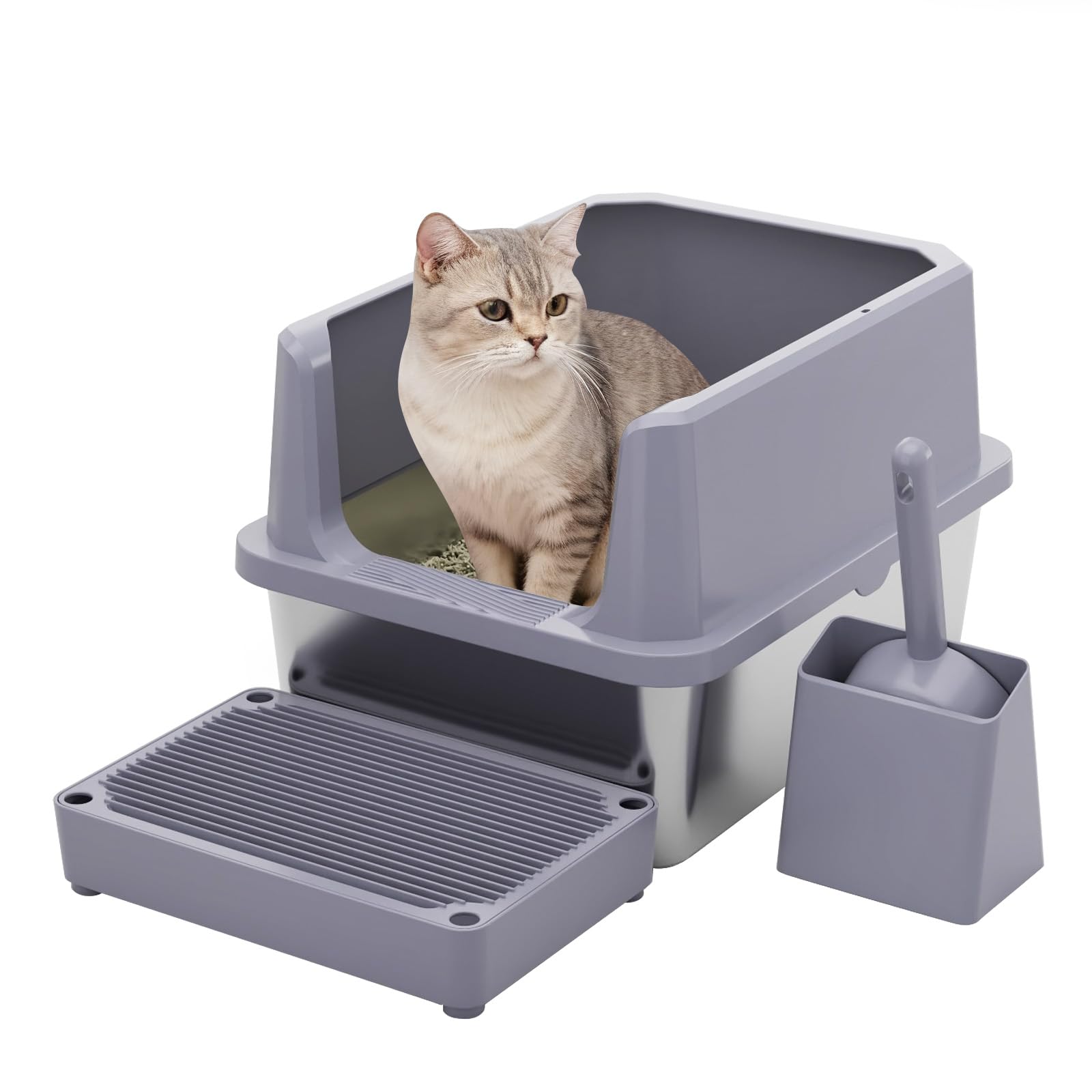 RIZZARI pink open-top litter box for easy access, quick scooping, and cleaner corners.