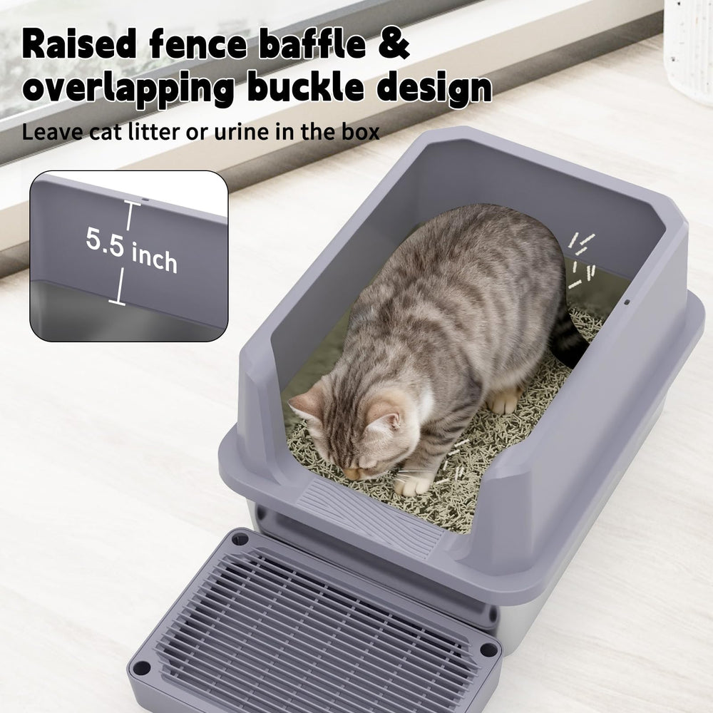 RIZZARI elevated edges prevent spills and keep litter contained inside the box.
