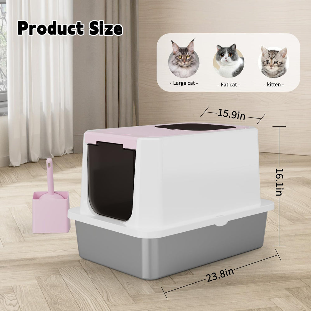 RIZZARI enclosed litter box anti-leak design minimizes spills and keeps floors clean.