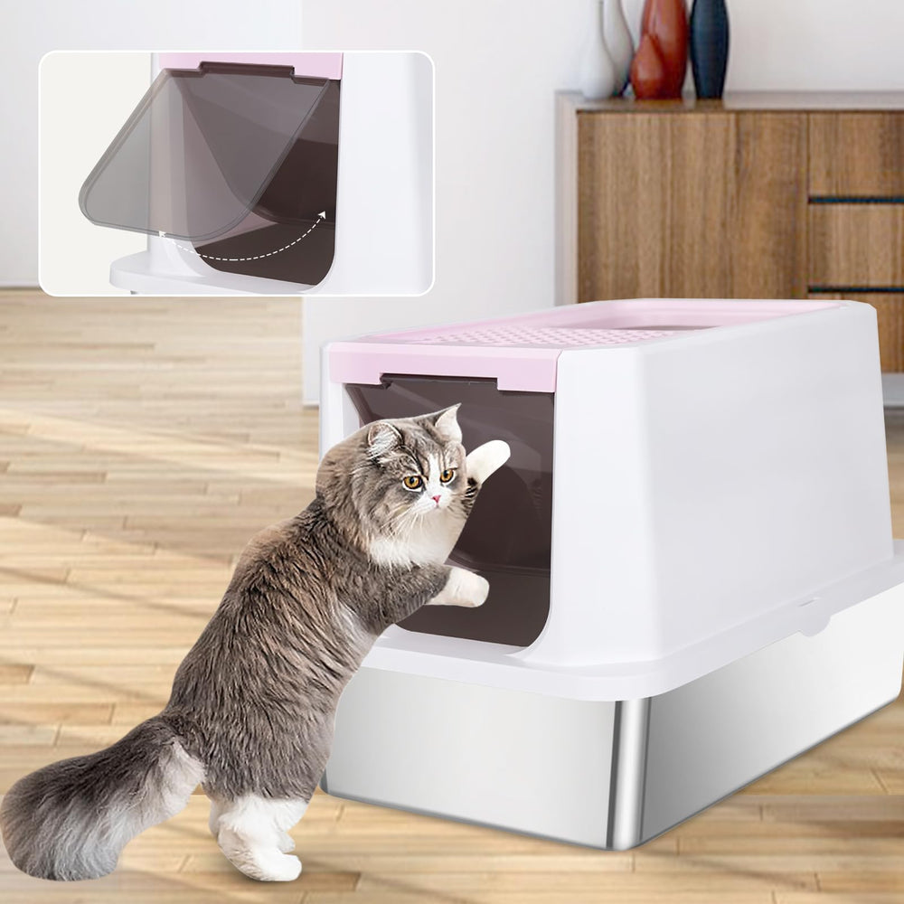 RIZZARI pink color litter box adds style to any space.