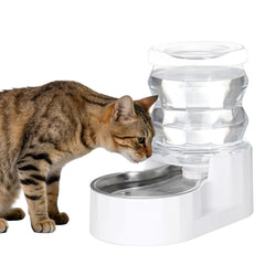 RIZZARI gravity water bowl dispenser, front view, steady hydration for cats and small pets