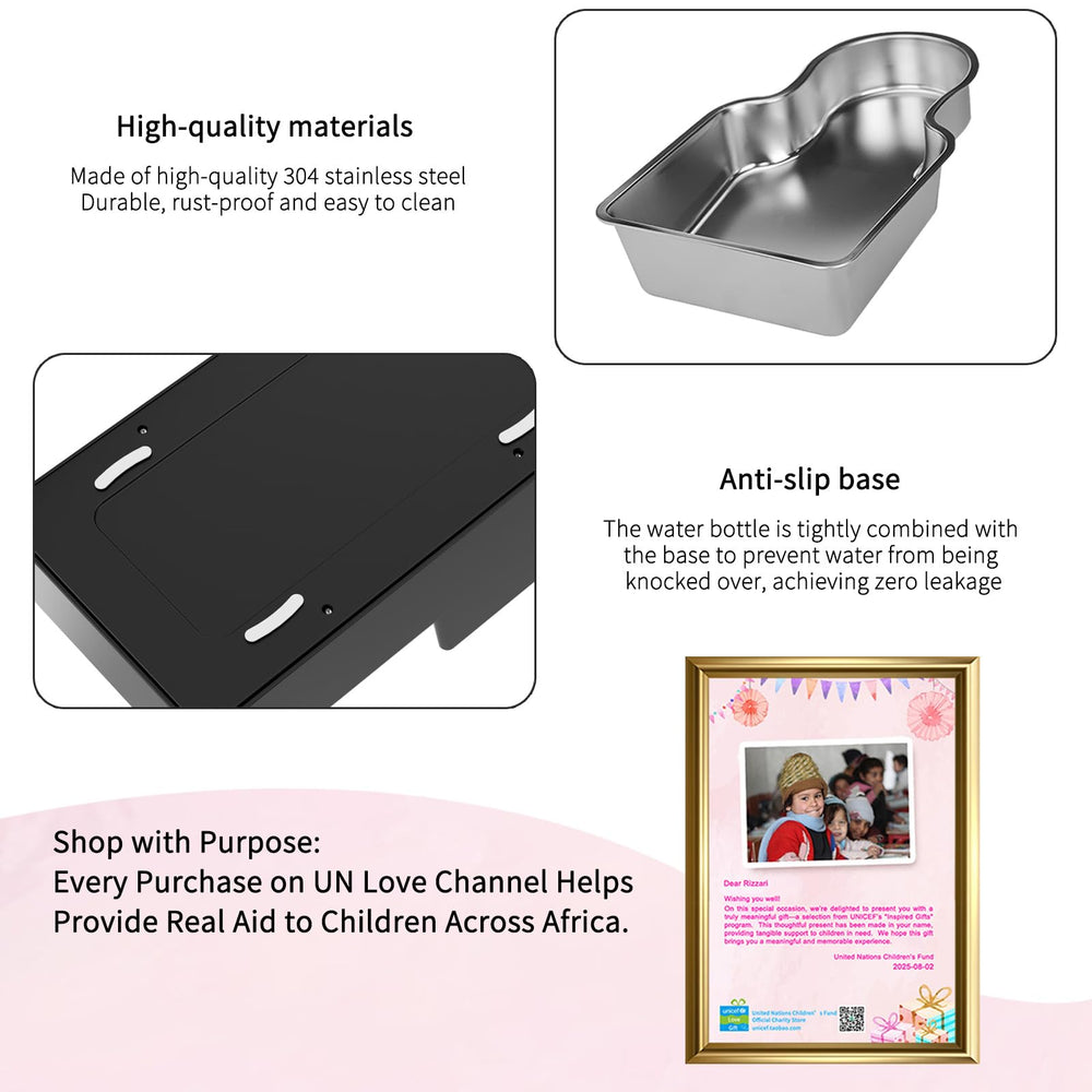 RIZZARI leak-proof refill system ensures clean floors and worry-free hydration