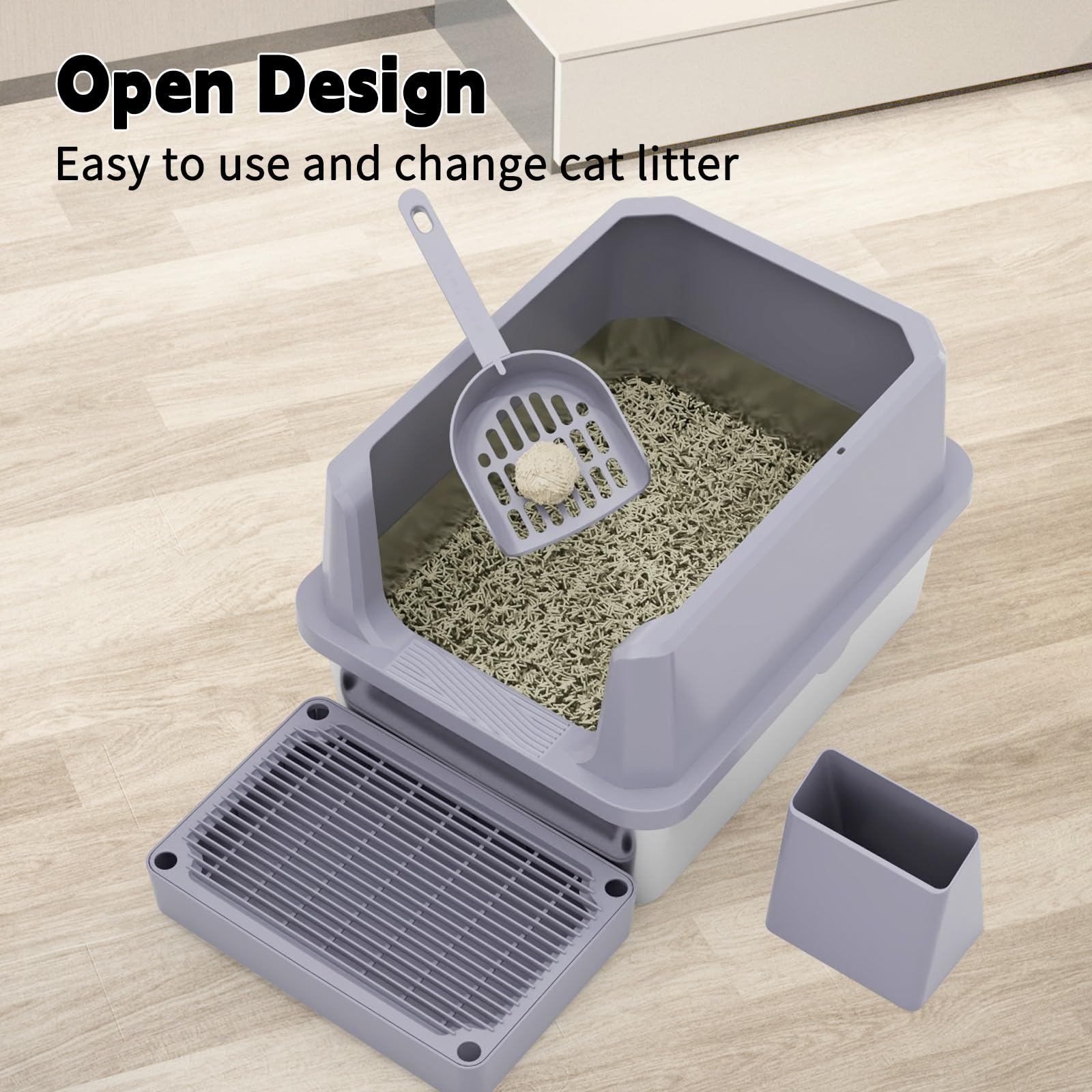RIZZARI scoop included for fast daily litter maintenance and easy cleanup.