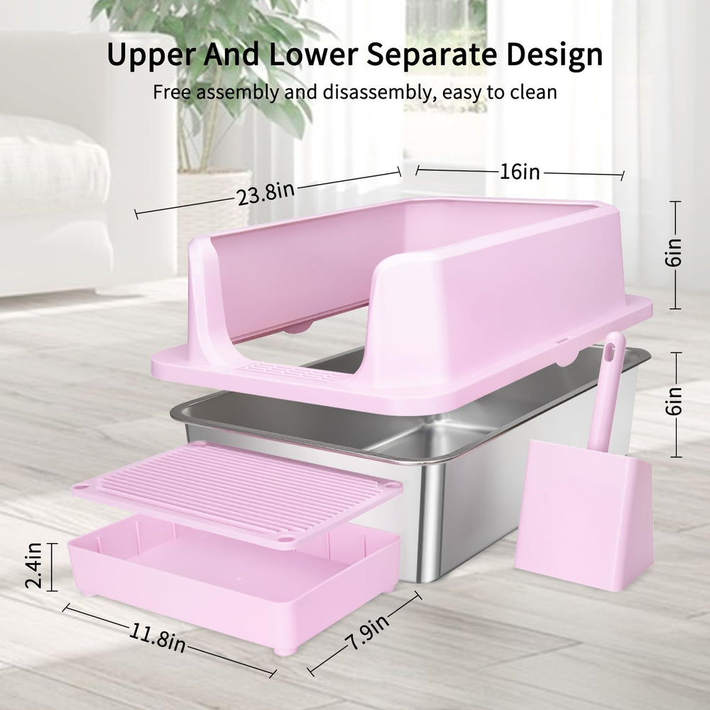 RIZZARI Open Cat Litter Box with teflon coating minimizes sticking for quick cleaning