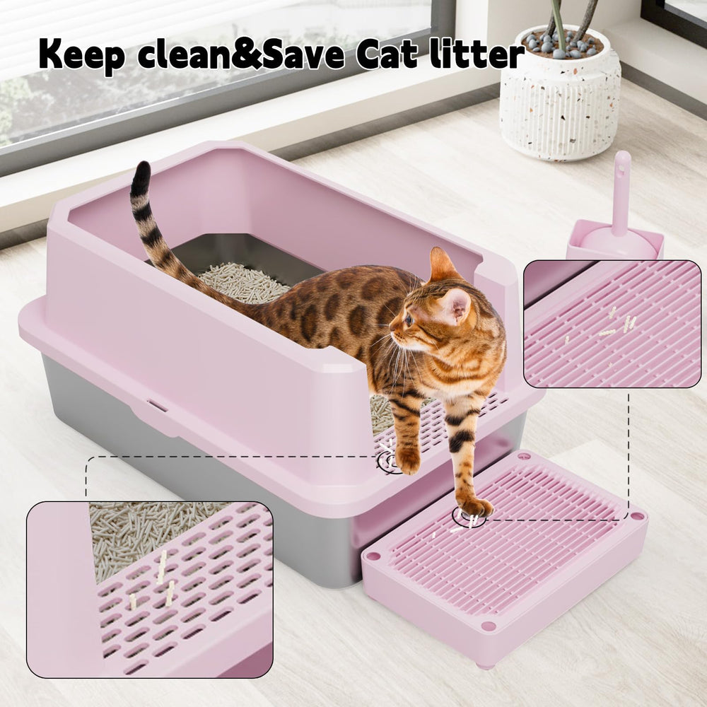 RIZZARI raised 6.5-inch wall reduces litter scatter and leaks
