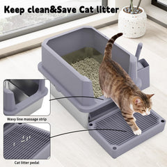 RIZZARI sifting tracker mat helps catch litter as cats step out.